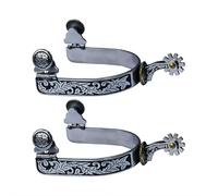 LZYWOD 2 Pcs Western Cowboy Spurs, Proof Zinc Alloy Horse Spurs with Gear, Vintage Design, Durable Boot for Cowboy Boots, Horse Training & Bull Riding Gear (B)