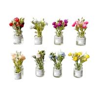 LZYWOD 8 Pcs Mini Magnetic Vase,Miniature Magnet Ceramic Vase Decoration,Cute Tiny Fridge Flower Vases Artificial Magnets with