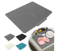 LZYWOD Extra-Large Silicone Dish Drying Mat 60×48cm - Non-Slip Draining Board Mat for Kitchen Counter, Heat-Resistant & Rollable Drying Mat for Dishes, Utensils & Cookware