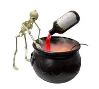 LZYWOD Halloween Decoration Set, Ultrasonic Mist Maker Fogger with Black Witch Cauldron Halloween Bottles Skelet Floating