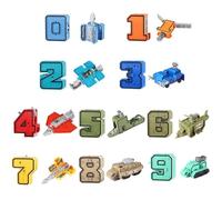 LZYWOD Number 0-9 Kid Digital Assembling Building Blocks Transportation Warrior Deformation Toys B1A2 Action Let Transformation Figures