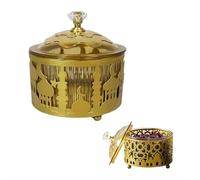 LZYWOD Ramadan Eid Mubarak Candy Tray with Secure Lid - Durable Metal Snack Dish with Removable Liner - Gold Serving Platter for Dates and Nuts, Reinforced Holiday Table Decor and Food Box (A)