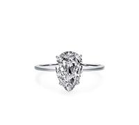 Lzz 18K White Gold Plated Teardrop Halo Pear Cut 4 Carat Cubic Zirconia CZ Bridal Wedding Ring Single Stone Ring Size 6-10 (US code 6), US code 6, Stone, Cubic Zirconia
