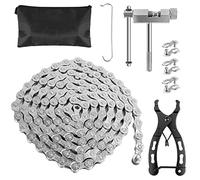 LZZ Bicycle Chain, 6/7/8 Speed Bicycle Chain 1/2 x 3/32 Inch 116 Links, Bicycle Chain Stainless Steel Tool Set with Chain Breaker, Bicycle Chain Pliers and 3 Pairs Chain Lock, for Mountain Bike, etc.