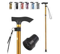 LZZAZ® Walking Stick, Adjustable Height Folding Walking Sticks for Women, Aluminum Walking Sticks for Women & Disability Aids, walking stick Rubber Ends & Mobility aids, Ladies Walking Stick Golden