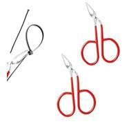 LZZEM 2PCS Cable Tie Remover Stainless Steel Tie Release Opener Reusable with Red Non Slip Handle Cover Pocket Sized with Storage Case (Red)