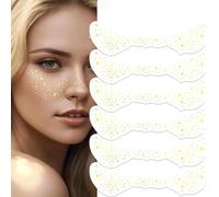 LZZEM 6PCS Freckle Sticker Set Gold and Silver Facial Gems Facial Glitter Dots Temporary Facial Freckles Cute Star-Shaped Facial Gems Suitable for Holidays and Parties