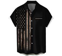 Lzzidou 4th of July Shirts for Men Patriotic American Flag Shirts USA Memorial Day Shirt, Patriotic-black, 3XL