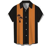 Lzzidou Men's Hawaiian Shirt Short Sleeve Button Down Beach Shirts, Coconut Tree-orange, Medium