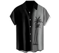 Lzzidou Men's Hawaiian Shirt Short Sleeve Button Down Beach Shirts, Gradient Grey Coconut, Medium