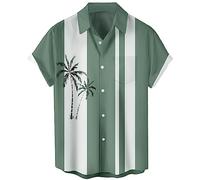Lzzidou Men's Hawaiian Shirt Short Sleeve Button Down Beach Shirts, Sage White Tree, XL