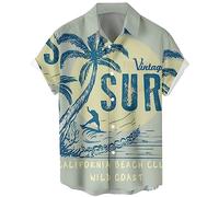 Lzzidou Men's Hawaiian Shirt Short Sleeve Button Down Beach Shirts, Surf, XL