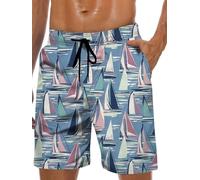 Lzzidou Men's Swim Trunks Hawaiian Bathing Mesh Lining Suit Swimsuits Beach Shorts with Pockets