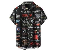 Lzzidou Men's Vintage 1950s Retro Rockabilly Style Short Sleeve Button Down Music Hawaiian Shirt