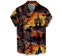 Lzzidou Men's Vintage 1950s Retro Rockabilly Style Short Sleeve Button Down Music Hawaiian Shirt