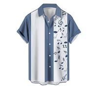 Lzzidou Men's Vintage 1950s Retro Rockabilly Style Short Sleeve Button Down Music Hawaiian Shirt