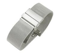 LZZYFPX 16mm 18mm 20mm 22mm Quick Release Stainless Steel Mesh Strap Watchbands Double Press(Silver,16mm)