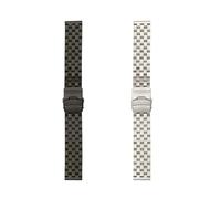 LZZYFPX 18mm 20mm 22mm 24mm 26mm Full Solid Stainless Steel Flat Interface Watch Band Straps Wristband Bracelet With Tools(Black-Screw,18mm)