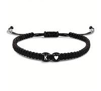 LZZYFPX 26 Letters Initial Heart Bracelets Handmade Adjustable A-Z Name Braided Bracelets For Women Men Friendship Gifts(K)