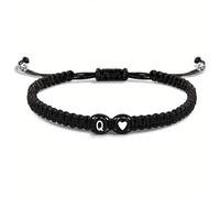 LZZYFPX 26 Letters Initial Heart Bracelets Handmade Adjustable A-Z Name Braided Bracelets For Women Men Friendship Gifts(Q)