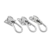 LZZYFPX 304 Stainless Steel Pad Eye Plate Hooks+Snap Hooks,Hardware Staple Hook Loop with Screws and Plastic Expansion, Ceiling Hooks(Diamond M8)