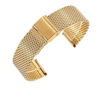 LZZYFPX Precision Steel Stainless Steel Strap 18mm 20mm 22mm2 4mm 1.0 Thick Wire Mesh Strap Adjustable Length Watch Accessories(Gold,18mm)
