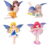 LZZZEM 4PCS Mini Fairy Statues Miniature Dolls Fairy Tale Garden Outdoor Decorations Small Fairy Garden Decorations Miniature Fairy Ornaments Suitable for Diy Birthday Cakes Flower Pots and Gifts.