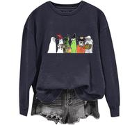 (M, 006* Dark Gray) Halloween Sweatshirts for Women UK Ladies Tops Funny Graphic Oversized Pullover Sweatshirt Ghost Print Fall Shirts Loose Blouse Baggy Jumper Hoodie Tr