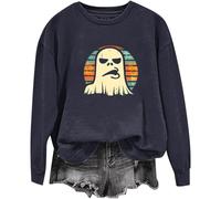 (M, 008* Dark Gray) Halloween Sweatshirts for Women UK Ladies Tops Funny Graphic Oversized Pullover Sweatshirt Ghost Print Fall Shirts Loose Blouse Baggy Jumper Hoodie Tr