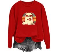 (M, 008* Red) Halloween Sweatshirts for Women UK Ladies Tops Funny Graphic Oversized Pullover Sweatshirt Ghost Print Fall Shirts Loose Blouse Baggy Jumper Hoodie Tr