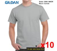 (M) 10 Packs Gildan T-SHIRT Basic Tee S - 5XL Small Big Men Heavy Cotton (Ice Grey)