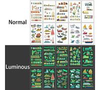 (M) 10pcs/lot Luminous Tattoo Face Temporary Girl Boys Child Body Arm Sticker Fake Small Flower Kids transfer Tattoos for Children