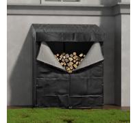 (M - 135cm W x 70cm D x 165cm H) Metal Tube Firewood Rack with Roof