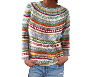 (M, 17* Light Blue) Ladies Jumpers UK Clearance Women's Sweaters Fall Winter Pullover Sweater Crew Neck Long Sleeve Vintage Knit Tops Holiday Party Ugly Sweatshirts Retro