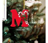 (M) 1pc Christmas Decoration Signboard 2D Flat Design 26 Letter Pendant Ornament for Home, Office, Christmas Gift and Tree Arrangement Props,