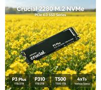 M.2 2280 PCIe 4.0 NVMe SSDs 1TB/2TB Capacity Crucial P3 Plus P310 & T500 OEM internal storage for daily desktop and laptop use