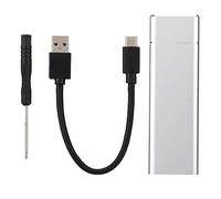 M.2 NGFF B Key SSD Enclosure, USB3.1 Type C Hard Driv, Supports 22 80mm SSD, Plug and Play with 6Gbps Transfer Speed, Aluminum y for and (Silver)