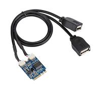 M.2 NGFF to USB Riser Card KEY A E, USB2.0 Expansion Card, Dual Port Converter Cable with GL850 Master Chip, for WinXP/Vista/Win7/Win8 32 bit/64 bit, Desktop PCI E Expansion