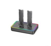 M 2 NVMe SSD Duplicator Docking Station with Dual Bay Support, 20Gbps Speed and 8TB Capacity for Quick File Transfers and Cloning (RGB colored lights)