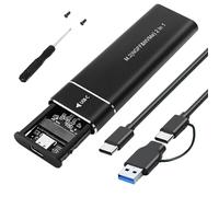 M.2 NVME SSD Enclosure, 10Gbps M.2 Enclosure with Dual Protocol of NVME&SATA USB C/A to NVME Adapter Aluminum USB External SSD Case for B&M-Key/M-Key 2230/2242/2260/2280 SSDs With 2-in-1 Cable