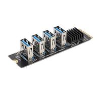 M.2 NVME to PCIE 1X Riser Card with 4 PCIE X1 Ports Extended and Connected Directly to The Motherboard with Aluminum Heatsink Suitable for Dos, Linux, Win