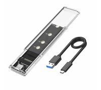 M.2 SSD Enclosure NVMe To USB-C 3.1 Gen2 External Toolless Transparent Caddy With RGB LED Lights For 2230 2240 2280 M2 Drives 10Gbps High-Speed Data Transfer