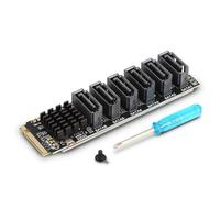 M.2 to SATA3.0 Adapter Card, M.2 M EKY PCIE3.0 to SATA Adapter Card, ASM1166 6Gbps Ph516 6 Port Expansion Interface Card with Smart Indicator