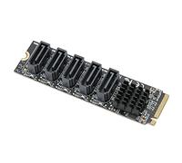 M.2 to Sata3.0 Adapter Card M.2 PCIE 16Gbps Sata 6G 5 Port Hard Disk Expansion Hard Disk Converter Card with JMB585 Chip for Windows Llinux OS X, Support PM Function