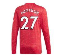 Manchester United FC Men's 2020 - 2021 Man Utd Adidas Home Long Sleeve Shirt - Alex Telles 27 in Red | Size: Medium Manchester United FC Red M