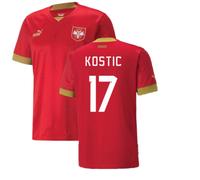 Serbia Men's 2022 - 2023 Home Shirt - Kostic 17 in Red | Size: Medium Serbia Red M
