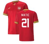 Serbia Men's 2022 - 2023 Home Shirt - Matic 21 in Red | Size: Medium Serbia Red M
