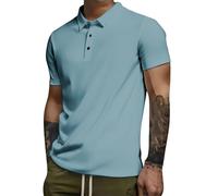 M-5XL Mens Big and Tall Golf Polo Shirts Solid Anti Odor Moisture Wicking Performance Athletic Sport T-Shirt Short Sleeve Casual Business Shirt Daily Casual Stylish Collared Tee Shirts Light Blue