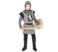(M 7-9 years (120-130 cm)) Boys' gray medieval knight costume