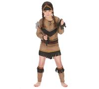 (M 7-9 years (120-130 cm)) Brown and black Indian costume for girls